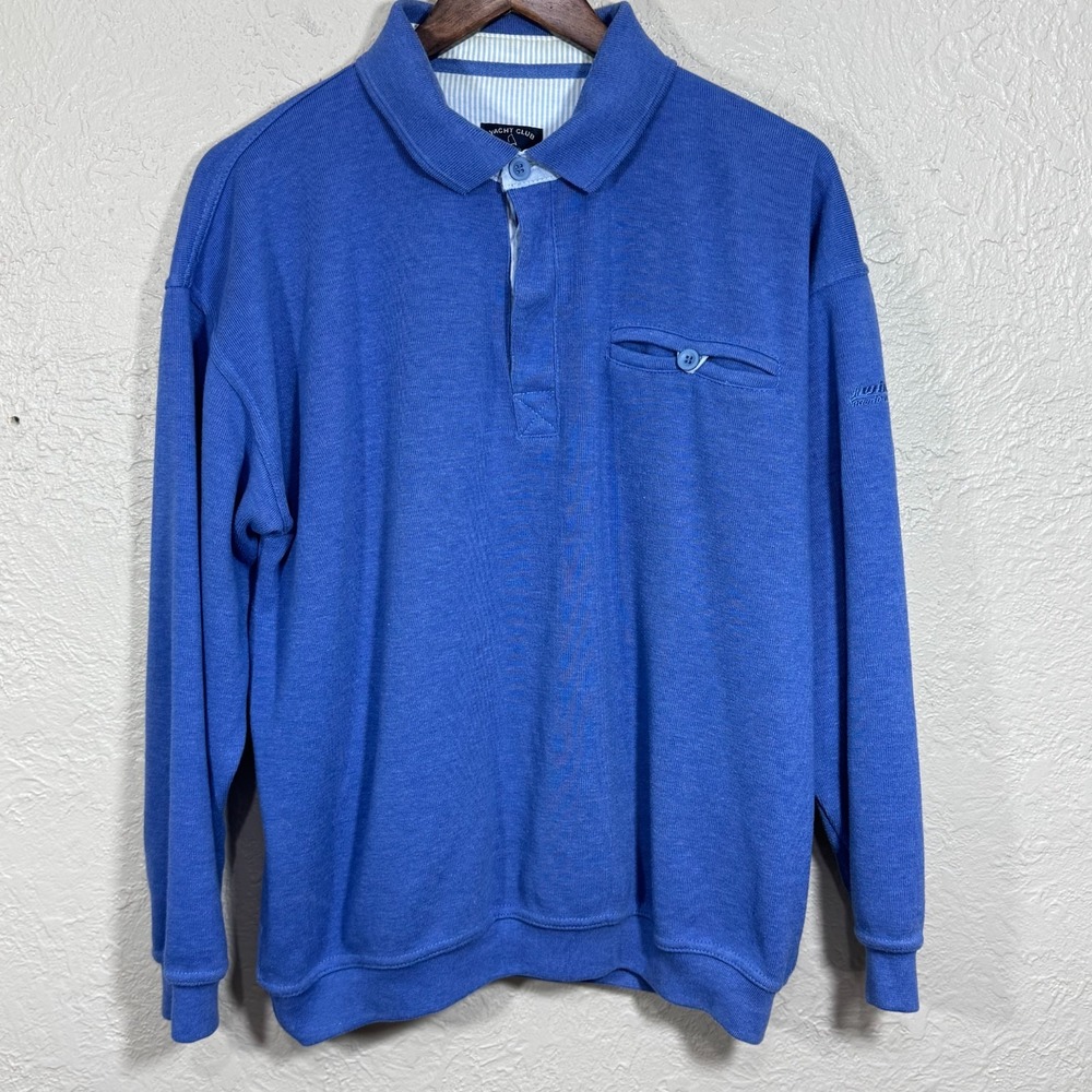 Yacht Club Wins Polo‎ Sweatshirt Large Pullover Coastal Nautical Preppy Vtg 90s